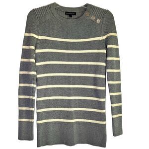 Banana Republic Striped Crew Neck Sweater in Grey Heather/Yellow Women’s M